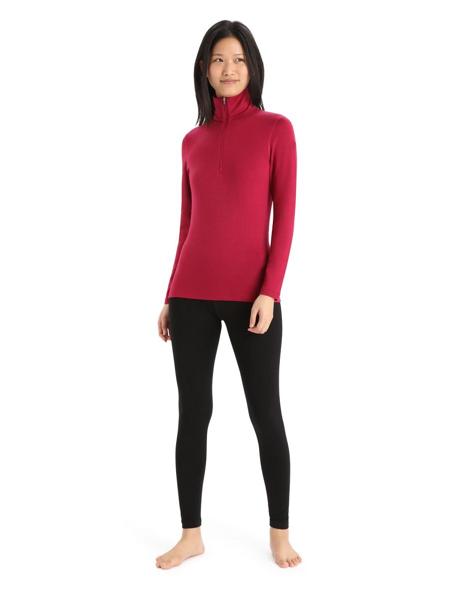 Base Layers Icebreaker Merino 260 Tech Long Sleeve Half Zip Thermal Top Damskie Różowe | PL 1034CTVE